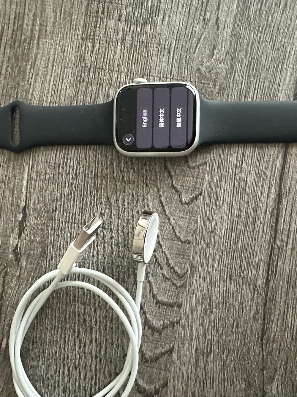 Apple Watch Series 8 - Platinum W/ Black Sports Band, Charger, Screen Protector